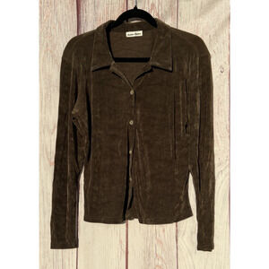 Annie Claire Y2K 90's Vibe Button Down Vintage Top Brown Preppy Friends Size M/L